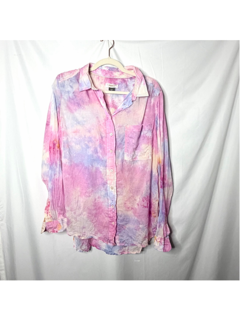 Pilcro by Anthropologie Tie-Dye Button Down Shirt L Pink Purple